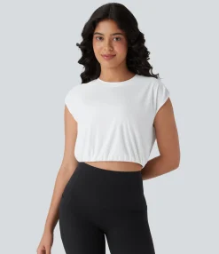 Sports Tops|Sports Tops<HALARA Round Neck Short Sleeve Cropped Cool Touch Quick Dry Yoga Sports Top