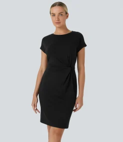 Dresses|Mini Dresses<HALARA Round Neck Short Sleeve Mini Casual Dress