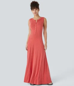 Maxi & Midi Dresses|Dresses<HALARA Round Neck Sleeveless Flare Maxi Casual Dress