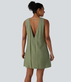 Mini Dresses|Dresses<HALARA Round Neck Sleeveless Mini Casual Dress