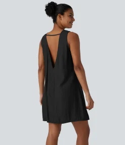 Mini Dresses|Dresses<HALARA Round Neck Sleeveless Mini Casual Dress
