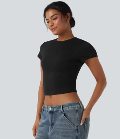 Casual Tops<HALARA Round Neck Slim Cropped Casual Baby Tee