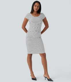Bodycon Dresses|Maxi & Midi Dresses<HALARA Round Neck Stripe Bodycon Casual Dress