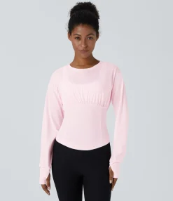 Yoga Tops|Sports Tops<HALARA Round Neck Thumb Hole Slim Yoga Sports Top