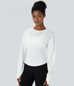 Yoga Tops|Sports Tops<HALARA Round Neck Thumb Hole Slim Yoga Sports Top