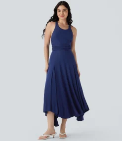 Maxi & Midi Dresses|Dresses<HALARA Ruched Asymmetric Hem Flowy Maxi Casual Dress