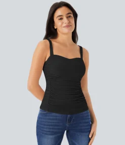 Casual Tops|Tank Tops & Camis<HALARA Ruched Casual Tank Top