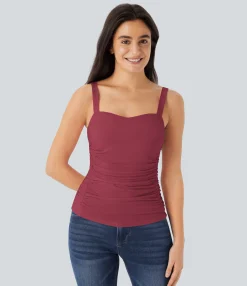 Casual Tops|Tank Tops & Camis<HALARA Ruched Casual Tank Top