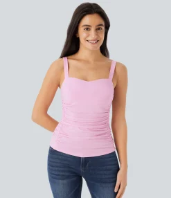 Casual Tops|Tank Tops & Camis<HALARA Ruched Casual Tank Top