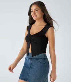 Casual Tops<HALARA Ruched Cropped Casual Top