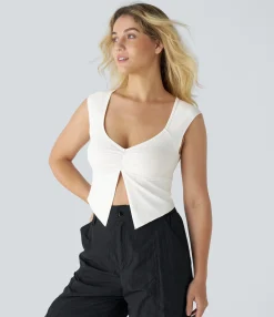 Casual Tops<HALARA Ruched Cropped Casual Top