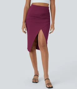 Casual Skirts|Skirts<HALARA Ruched Hem Bodycon Midi Casual Skirt