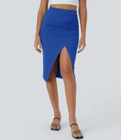 Casual Skirts|Skirts<HALARA Ruched Hem Bodycon Midi Casual Skirt
