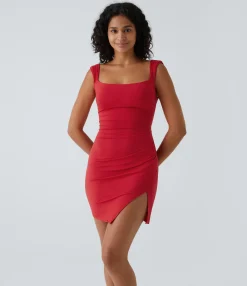 Bodycon Dresses|Mini Dresses<HALARA Ruched Tie Back Hem Bodycon Mini Casual Dress