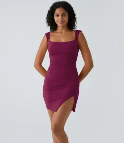 Bodycon Dresses|Mini Dresses<HALARA Ruched Tie Back Hem Bodycon Mini Casual Dress