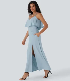 Maxi & Midi Dresses|Dresses<HALARA Ruffle Maxi Slip Dress with Pockets