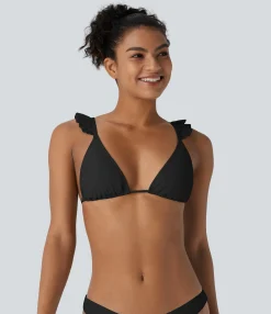 Beachwear<HALARA Ruffle Tie Back Triangle Bikini Top Swimsuit