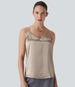 Tank Tops & Camis|Tank Tops<HALARA Satin Work Tank Top