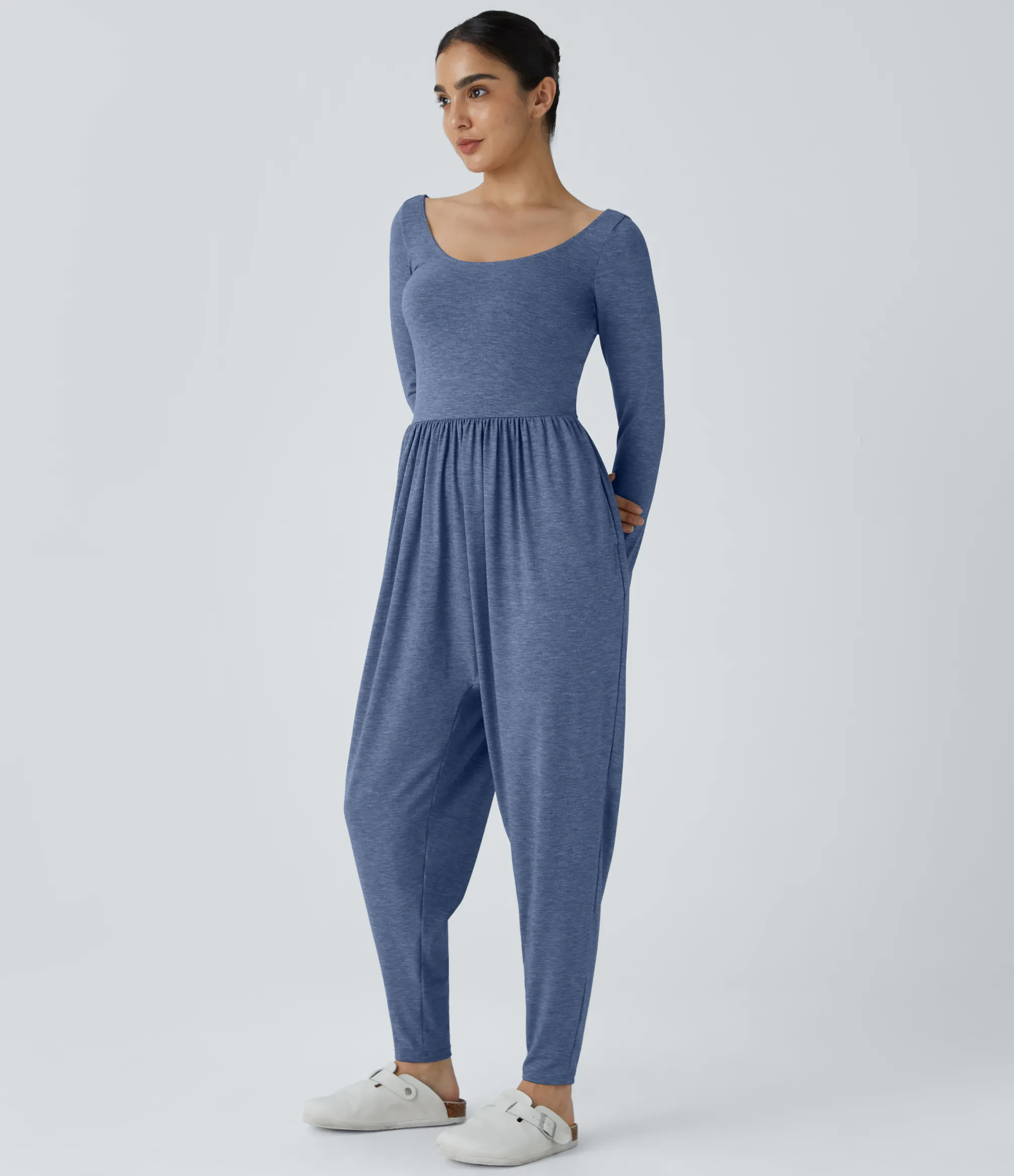 Jumpsuits<HALARA Scoop Neck Pocket Casual Harem Jumpsuit