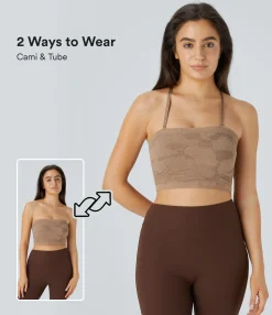 Tank Tops & Camis|Tank Tops<HALARA Seamless Flow Adjustable Removable Strap Jacquard Skinny Yoga Cami Top