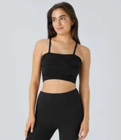 Tank Tops & Camis|Tank Tops<HALARA Seamless Flow Adjustable Removable Strap Jacquard Skinny Yoga Cami Top