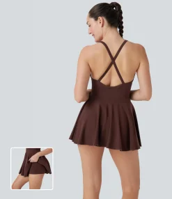 Mini Dresses|Active Dresses<HALARA Seamless Flow Crisscross Backless 2-in-1 Mini Dance Active Dress