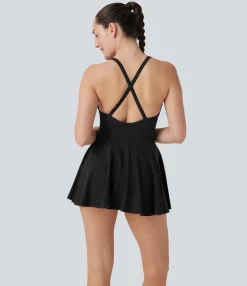 Mini Dresses|Active Dresses<HALARA Seamless Flow Crisscross Backless 2-in-1 Mini Dance Active Dress