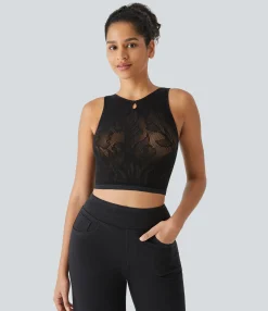 Casual Tops|Tank Tops & Camis<HALARA Seamless Flow Cut Out Cropped Casual Tank Top