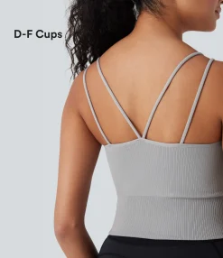 Tank Tops & Camis|Tank Tops<HALARA Seamless Flow Double Straps V Back Cropped Running Cami Top-D/DD/DDD/F Cups