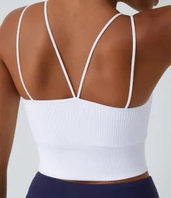 Casual Tops|Yoga Tops<HALARA Seamless Flow Double Straps V Back Cropped Running Cami Top