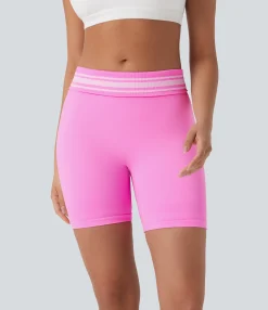 Active Shorts|Bikers<HALARA Seamless Flow Foldover High Waisted Color Block Workout Biker Shorts