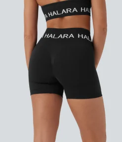 5'' Shorts|Active Shorts<HALARA Seamless Flow Logo High Waisted Yoga Biker Shorts 5''