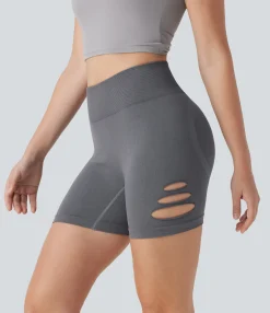 Active Shorts|Bikers<HALARA Seamless Flow High Waisted Cut Out Yoga Biker Shorts 4''