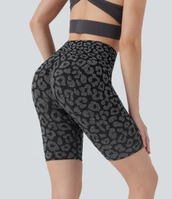 Active Shorts|Bikers<HALARA Seamless Flow High Waisted Leopard Yoga Biker Shorts 7''