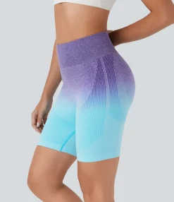 Active Shorts|Bikers<HALARA Seamless Flow High Waisted Ombre Yoga Biker Shorts 7''