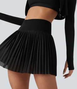 Pleated Skirts|Active Skirts<HALARA Seamless Flow High Waisted 2-in-1 Pleated Mini Tennis Skirt with Pockets