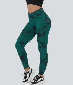 Crossover Leggings|Leggings<HALARA Seamless Flow High Waisted Crossover Ruched Tie Dye Yoga Leggings