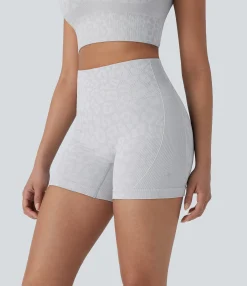 5'' Shorts|Active Shorts<HALARA Seamless Flow High Waisted Leopard Print Yoga Biker Shorts 5''