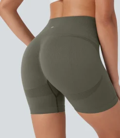 5'' Shorts|Active Shorts<HALARA Seamless Flow High Waisted Ruched Yoga Biker Shorts 5''
