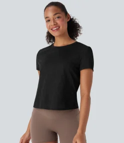 Sports Tops|Sports Tops<HALARA Seamless Flow Jacquard Crossover Hem Yoga Sports Top