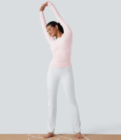 Sports Tops|Sports Tops<HALARA Seamless Flow Lettuce Trim Ruched Yoga Sports Top