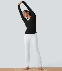 Sports Tops|Sports Tops<HALARA Seamless Flow Lettuce Trim Ruched Yoga Sports Top