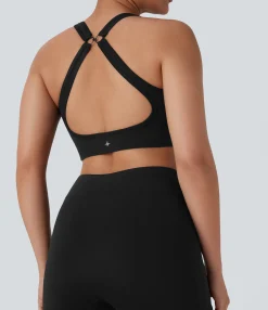 Sports Bras|Yoga Tops<HALARA Seamless Flow Low Support Zipper Yoga Sports Bra