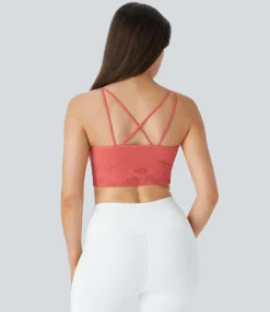 Yoga Tops|Sports Bras<HALARA Seamless Flow Low Support Jacquard Yoga Sports Bra