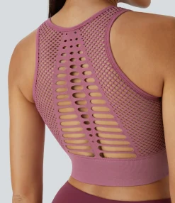 Casual Tops|Yoga Tops<HALARA Seamless Flow Low Support Cut Out Patchwork Yoga Sports Bra