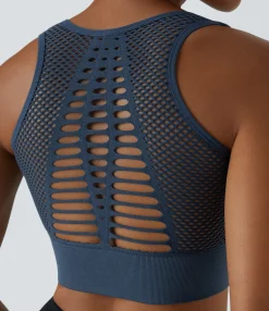 Casual Tops|Yoga Tops<HALARA Seamless Flow Low Support Cut Out Patchwork Yoga Sports Bra