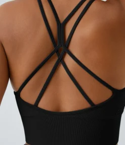 Casual Tops|Yoga Tops<HALARA Seamless Flow Low Support Ruched Double Straps Sports Bra
