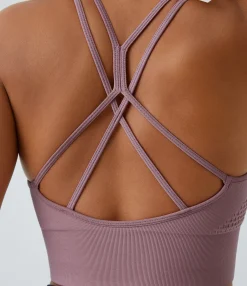 Casual Tops|Yoga Tops<HALARA Seamless Flow Low Support Ruched Double Straps Sports Bra