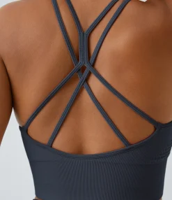 Casual Tops|Yoga Tops<HALARA Seamless Flow Low Support Ruched Double Straps Sports Bra