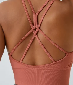 Casual Tops|Yoga Tops<HALARA Seamless Flow Low Support Ruched Double Straps Sports Bra